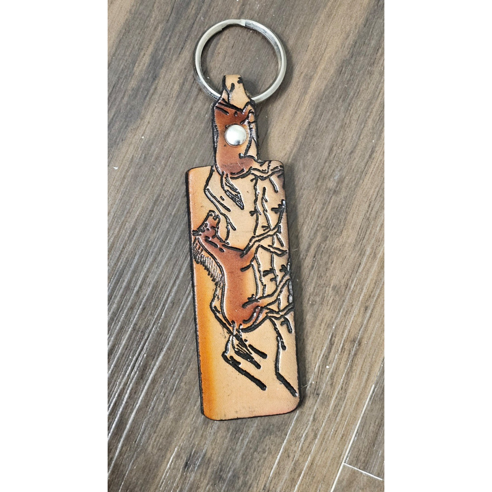 Running maverick horse leather Keychain W3